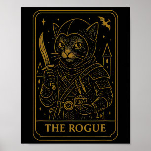 Rpg Spelare Oroginal D20 Tärningar Nörd Geek Katt Poster