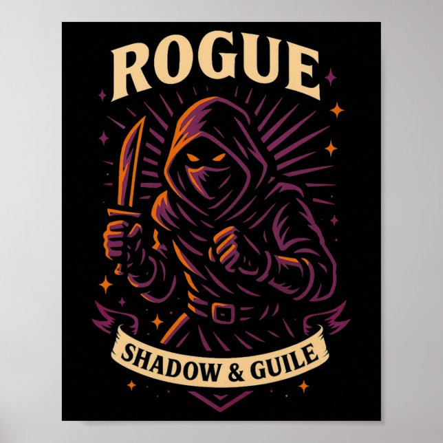 Rpg Spelare Rogue D20 Tärning Nörd Geek Män Kvinno Poster (Framsidan)