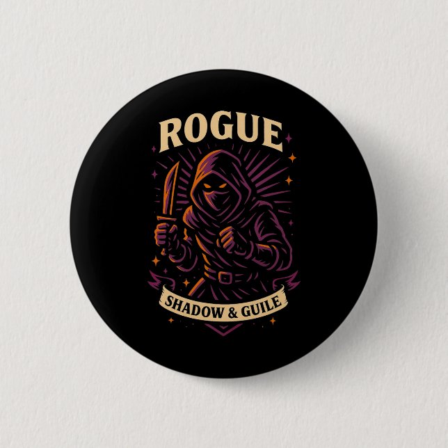 Rpg Spelare Rogue D20 Tärningar Nörd Geek Män Kvin Knapp (Framsida)