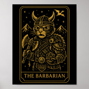 Rpg Spelare Rrian D20 Tärning Nördigt Geek Katt Mä Poster