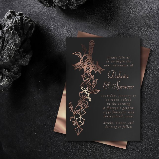 RPG Sword | Copper Fantasy Tabletop Gamer Dice Inbjudningar (Skapare uppladdad)