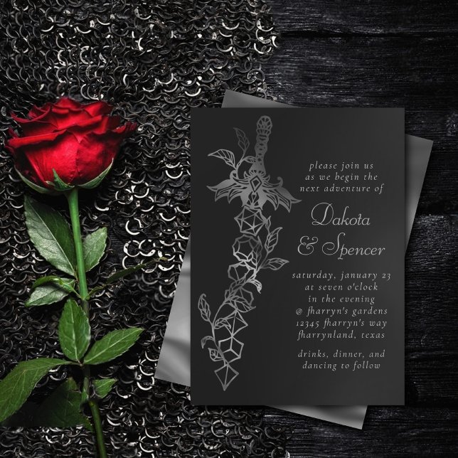 RPG Sword | Fantasy Tabletop Retro PnP Gamer Dice Inbjudningar (Skapare uppladdad)