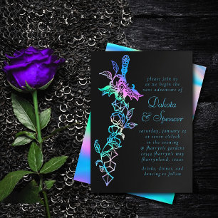 RPG Sword   Holo Sheen Fantasy Tabletop Gamer Dice Inbjudningar