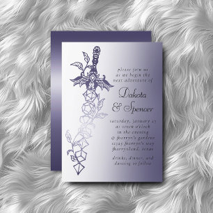 RPG Sword Luxe   Lila Fantasy Tabletop PnP Gamer Inbjudningar