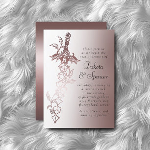 RPG Sword Luxe   Mauve Fantasy Tabletop Gamer Inbjudningar