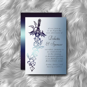 RPG Sword   Navy Sheen Fantasy Tabletop Gamer Dice Inbjudningar