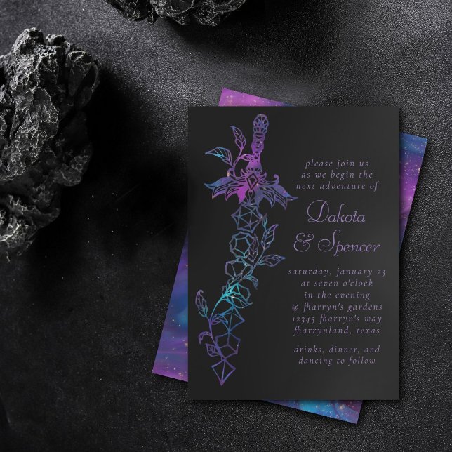 RPG Sword | Nebula Fantasy Tabletop Gamer Dice Inbjudningar (Skapare uppladdad)