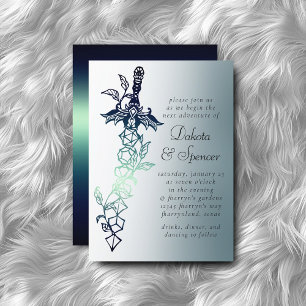 RPG Sword   Teal Fantasy Tabletop PnP Gamer Dice Inbjudningar