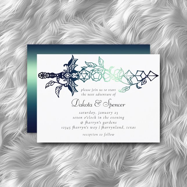 RPG Sword | Teal Sheen Fantasy Tabletop Gamer Dice Inbjudningar (Skapare uppladdad)