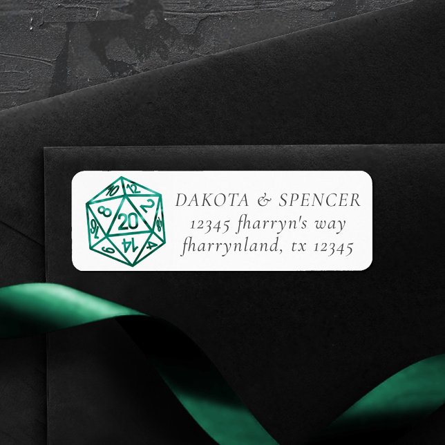RPG Tärningar | Emerald Fantasy Brädspelsadress Returadress Etikett (Skapare uppladdad)