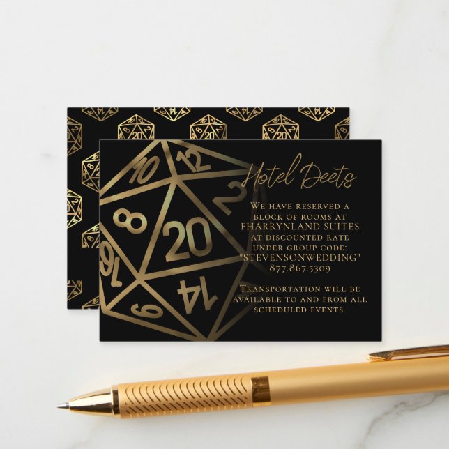 RPG Tärningar | Gold Fantasy Bordsskiva Spelare De Tilläggskort (Fram/Back In Situ)