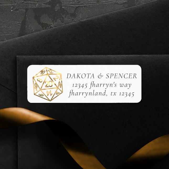 RPG Tärningar | Gold Fantasy Bordstabletop PnP Gam Returadress Etikett (Skapare uppladdad)
