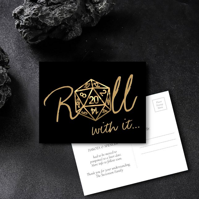 RPG Tärningar | Guld Bordrollspelare Datumändring Vykort (Skapare uppladdad)