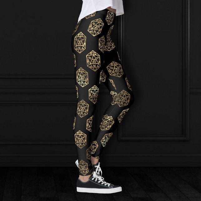 RPG Tärningar | Guld Fantasy Retro Brädspel PnP Sp Leggings (Skapare uppladdad)
