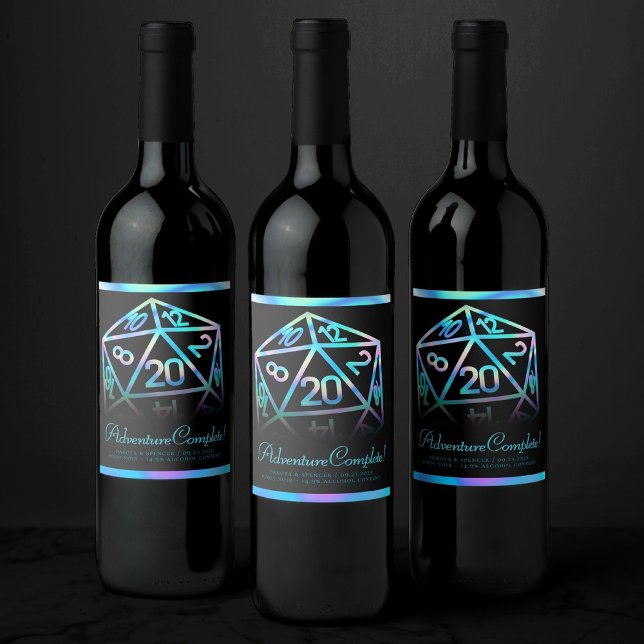 RPG Tärningar | Holo Fantasy Bordsskiva PnP-spelar Vinflaska Etikett (Skapare uppladdad)