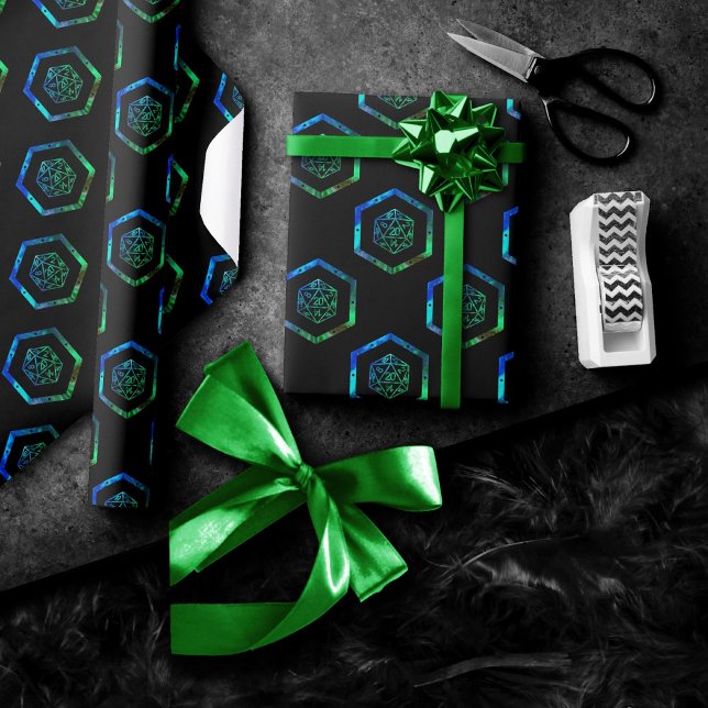 RPG Tärningar | Iridescent Fantasy Bordsskärm Retr Presentpapper (Skapare uppladdad)