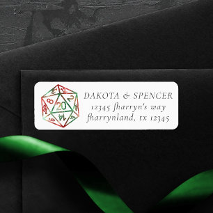 RPG Tärningar   XMAS Fantasy Brädspel PnP Gamer An Returadress Etikett