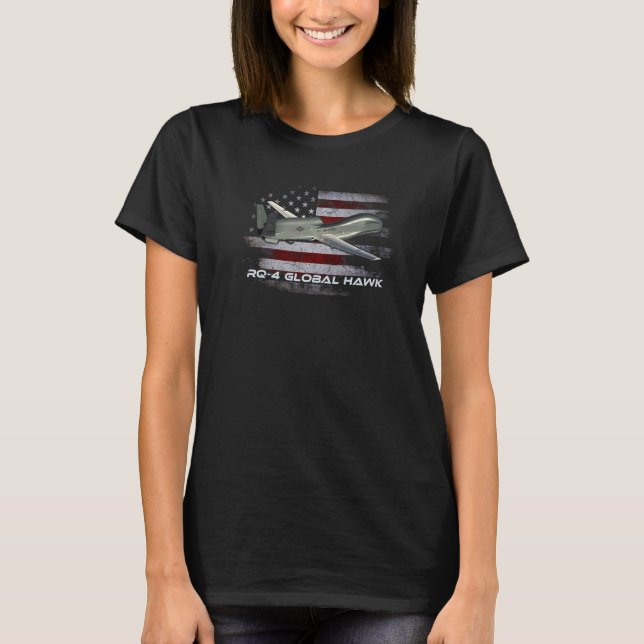 RQ-4 Global Hawk T-shirt- Combat Veteran Veterans  T Shirt (Framsida)