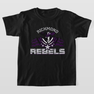 RR 02   Grått Rebel Logotyp Kids Black T Shirt