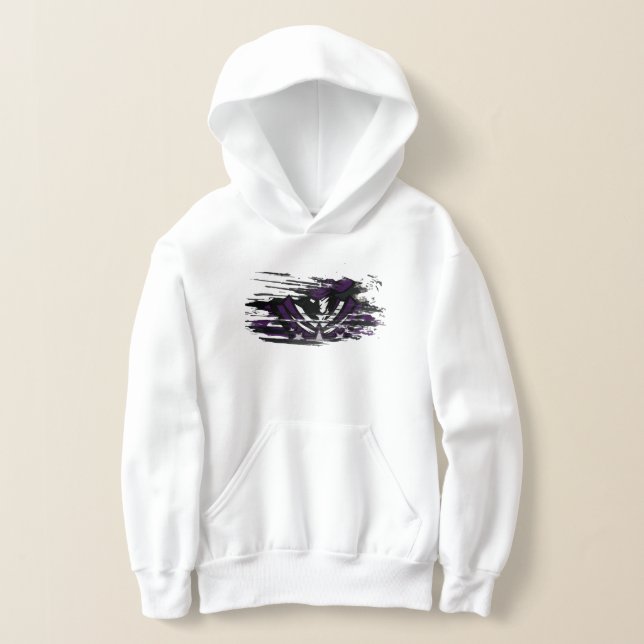 RR 04 | Grunge Rebel Logotyp Kids White Hoodie T Shirt (Laydown)