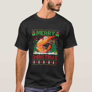 Rrimp Fish Älskare Julafton Lighting Santa Ugly Sh T Shirt
