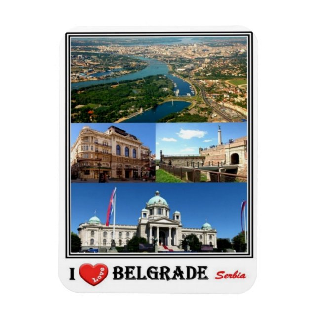 RS Serbien - Belgrad - I Kärlek Mosaic - Magnet (Vertikal)