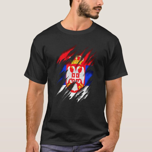 Rs Srb Srbija Serbiska Flagga Serbien T Shirt (Framsida)