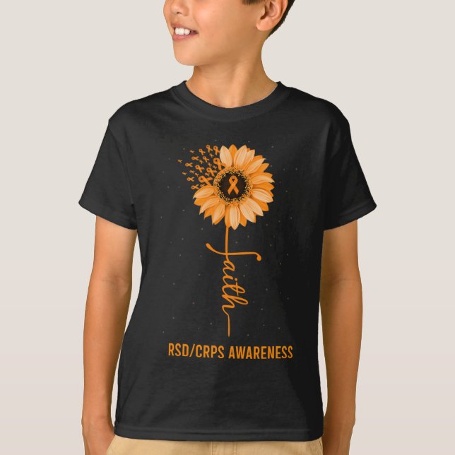 RSD CRPS Awareness Faith Daisy Flower Ribbon T Shirt (Framsida)