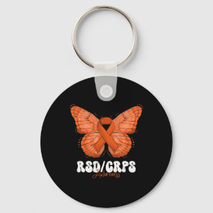 Rsd Crps Awareness Month Orange Ribbon Butterfly Nyckelring