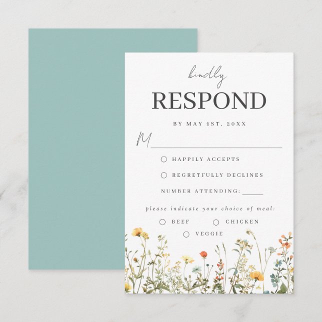 RSV-Svarskort för Wildflower-Matval OSA Kort (Fram/baksida)