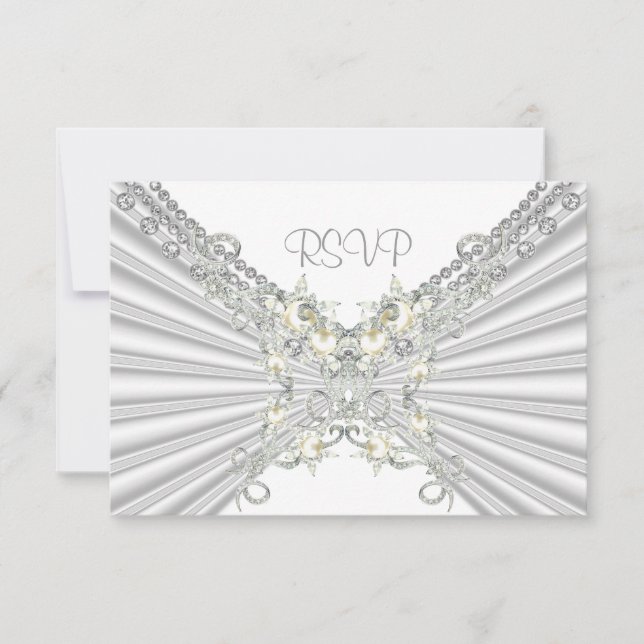 RSVP 25-årsjubileum Vit Silverpärlsjuvel 2 OSA Kort (Framsida)