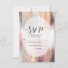 RSVP Abstract Brush Strokes Blush Gold Charcoal OSA Kort