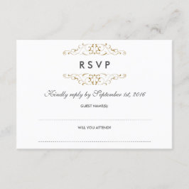 RSVP Antik Guld Flourish Bröllop OSA Kort