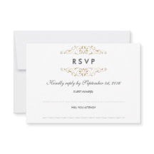 RSVP Antik Guld Flourish Bröllop