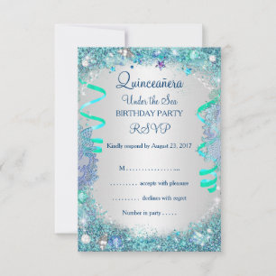 RSVP Blå Under Havet Quinceanera 15-årsdag OSA Kort