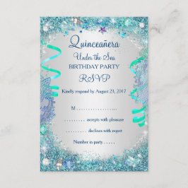 RSVP Blå Under Havet Quinceanera 15-årsdag OSA Kort