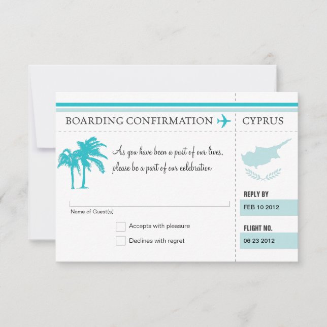 RSVP Boarding Pass TILL Cypern OSA Kort (Framsida)