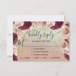 RSVP Bröllop Glitter Brud Roséguld Krans Blå OSA Kort