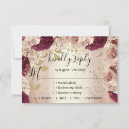 RSVP Bröllop Glitter Brud Rosguld Krans Flora OSA Kort