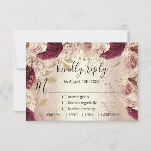 RSVP Bröllop Glitter Brud Rosguld Krans Flora OSA Kort