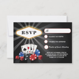 RSVP Bröllop Las Vegas Kasino Svarskort OSA Kort