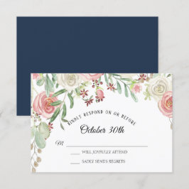 RSVP Bröllop Marin Blekt Rosa Elfenbensfärgade Ros Inbjudningar