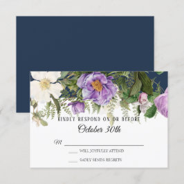 RSVP Bröllop Marin Lila Elfenbensfärgad Ros Peony Inbjudningar