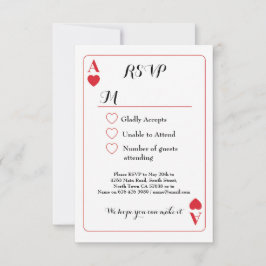 RSVP Bröllop Spelkort Hjärter Ess Inbjudan