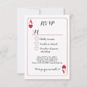 RSVP Bröllop Spelkort Hjärter Ess Inbjudan