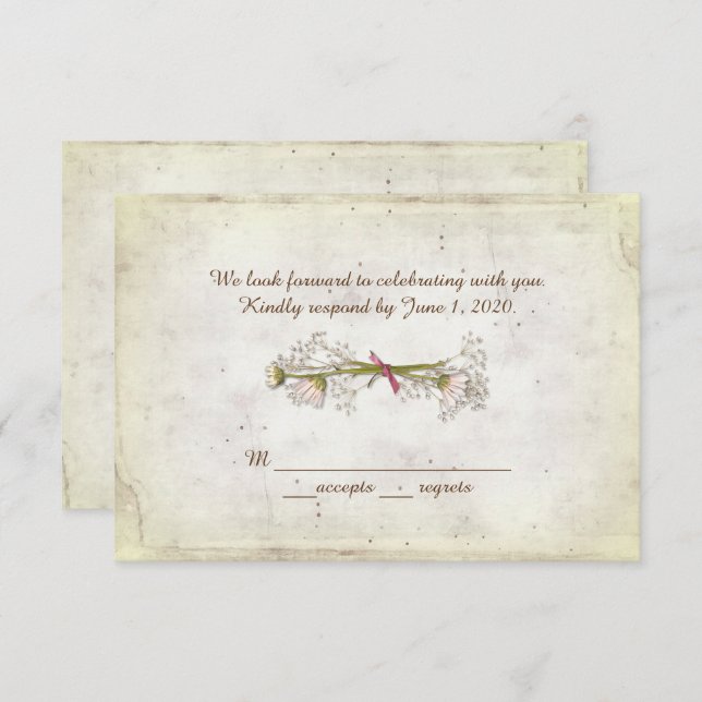 RSVP bröllop- tusenskön bukett med pärlor Inbjudningar (Fram/baksida)