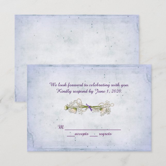 RSVP bröllop- tusenskön bukett med pärlor Inbjudningar (Fram/baksida)