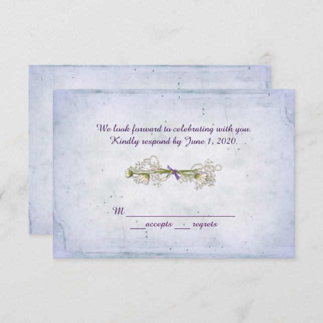 RSVP bröllop - tusenskönasbukett med pärlor Inbjudningar (Fram/baksida)