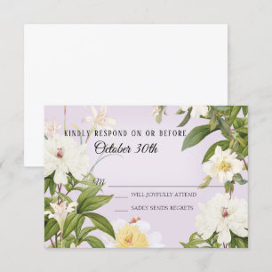 RSVP Bröllop Vintage Lavendel Elfenbensvit Ros Peo Inbjudningar