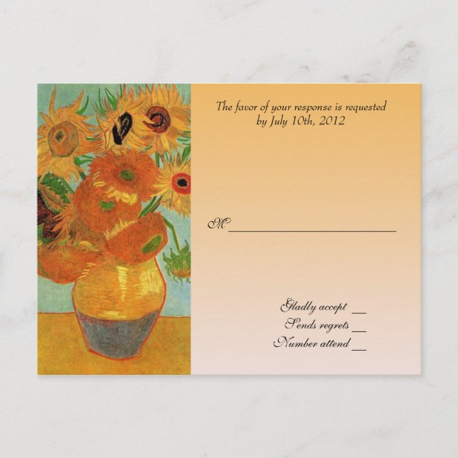 RSVP bröllopsacceptkort, van gogh solrosor Inbjudan Vykort (Framsida)
